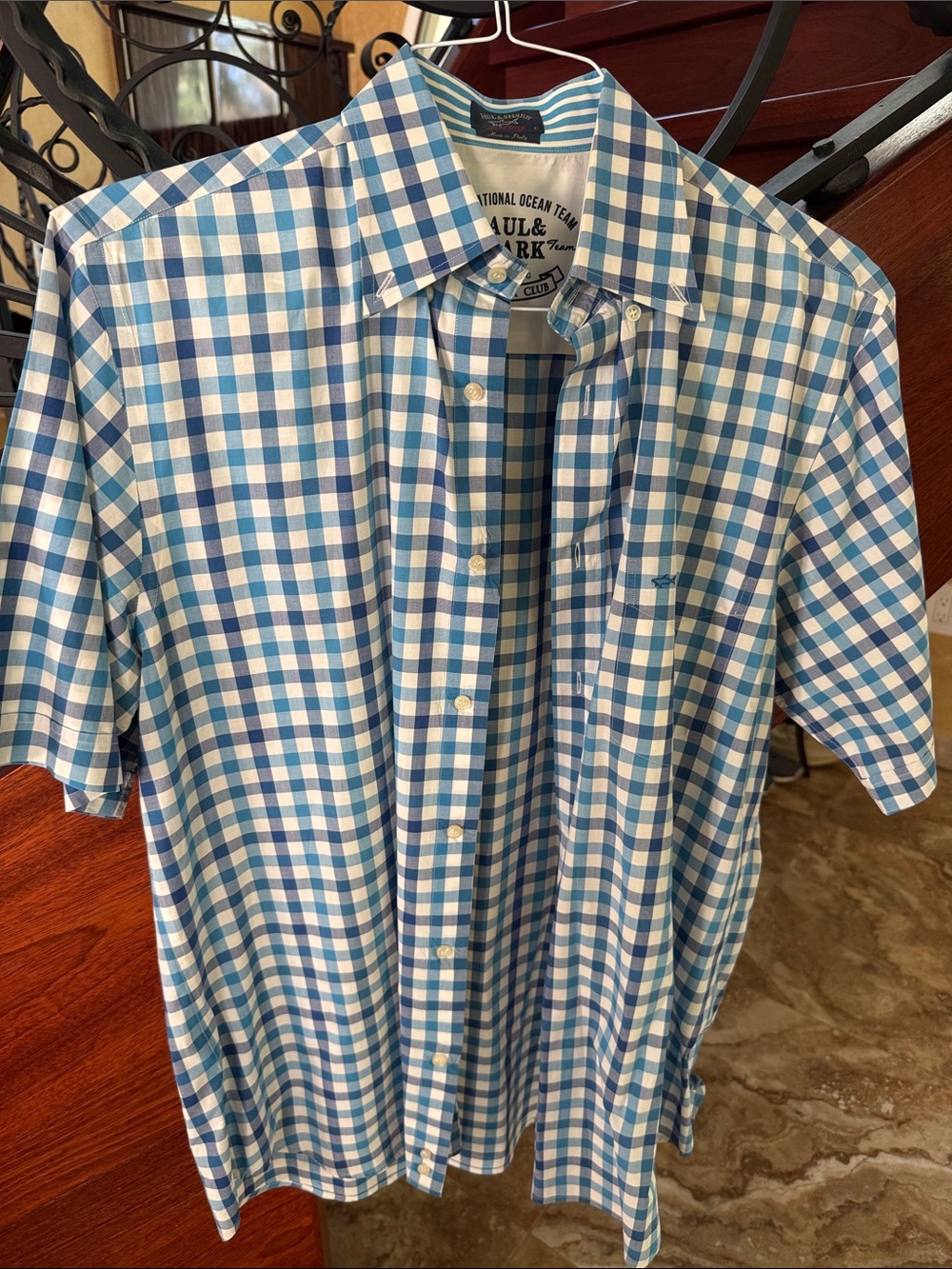 Paul & Shark Light Blue and White Gingham Button-Down Shirt